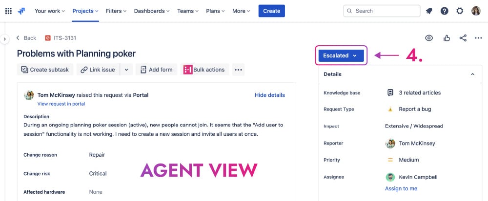 escalate tickets in jira