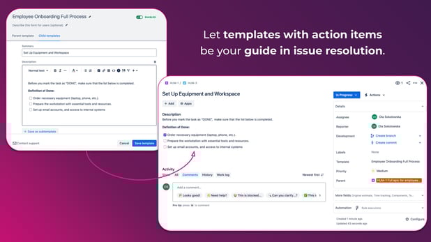 Applying templates with checklists