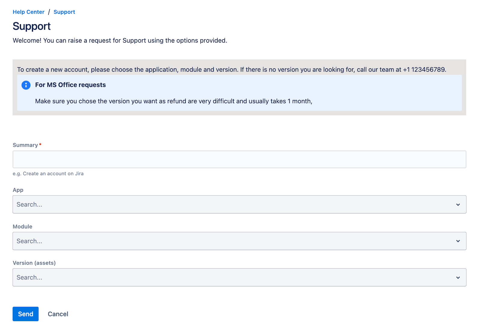 request with banner and cascading select