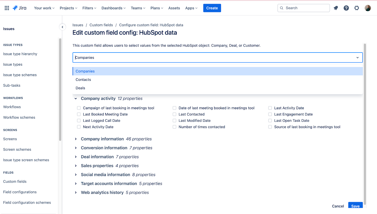 HubSpot configuration