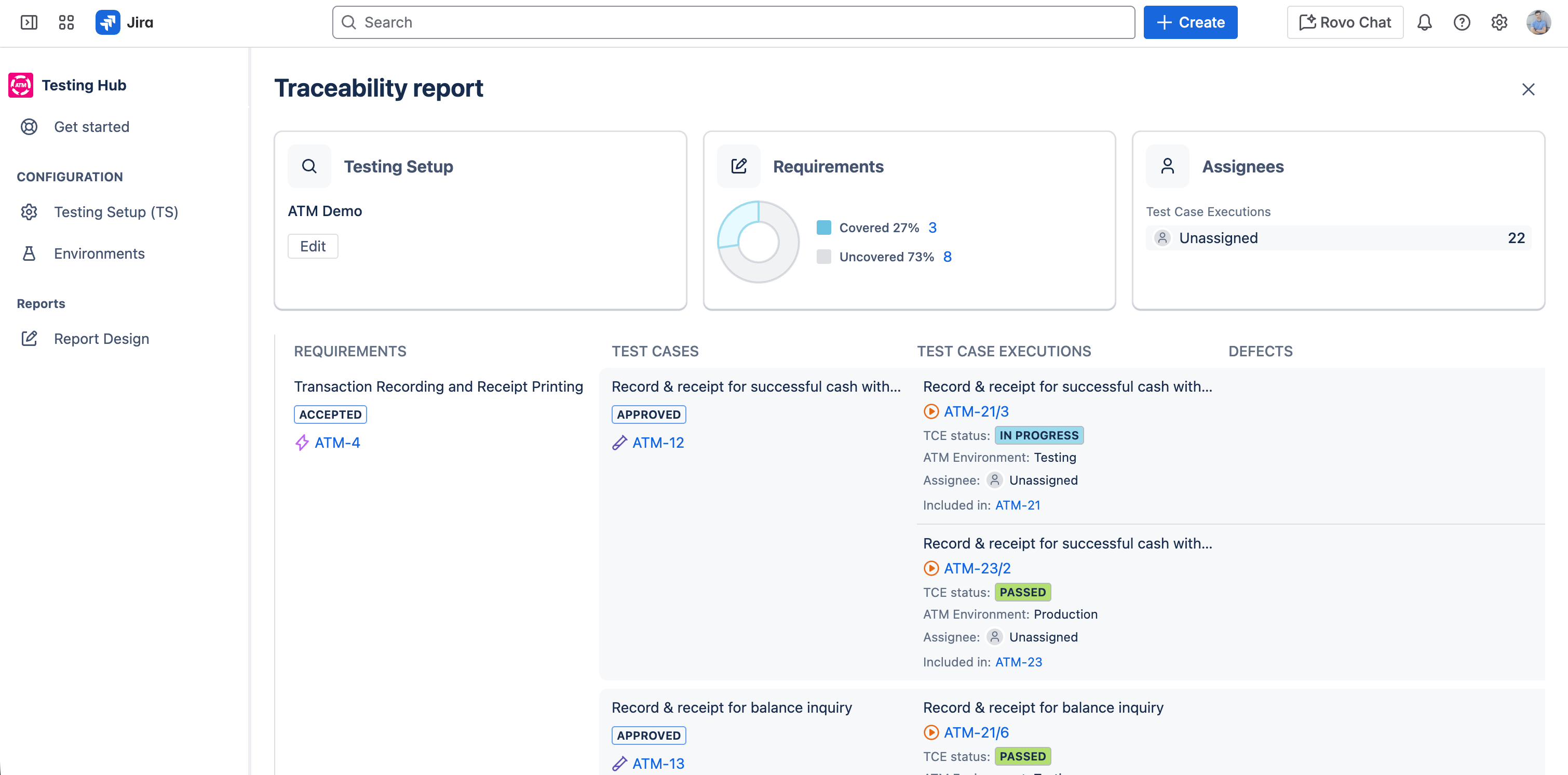 ATM - Traceability report