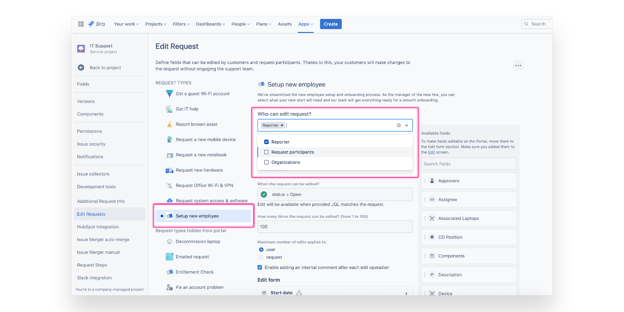 Specifying editing request rights&nbsp;