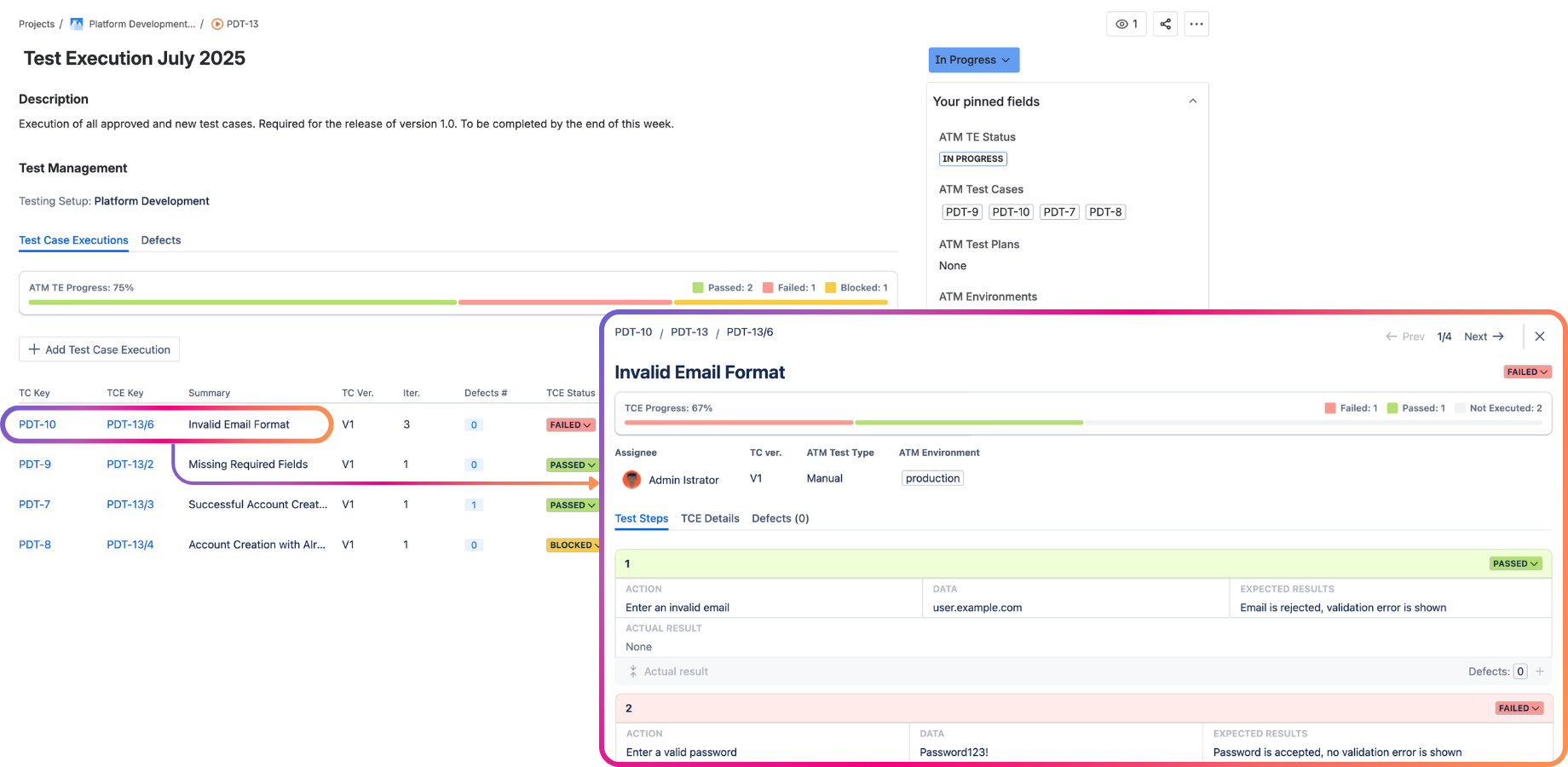 Appsvio Test Management Test Execution with Test Case Execution